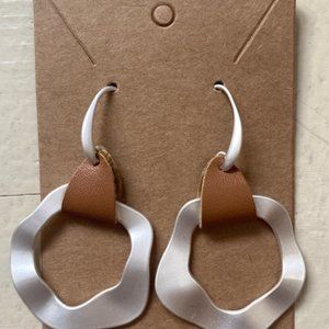 Silver & Leather Women Hoop Dangle Drop Boho Earrings